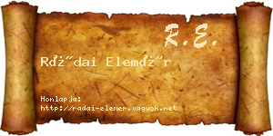 Rádai Elemér névjegykártya